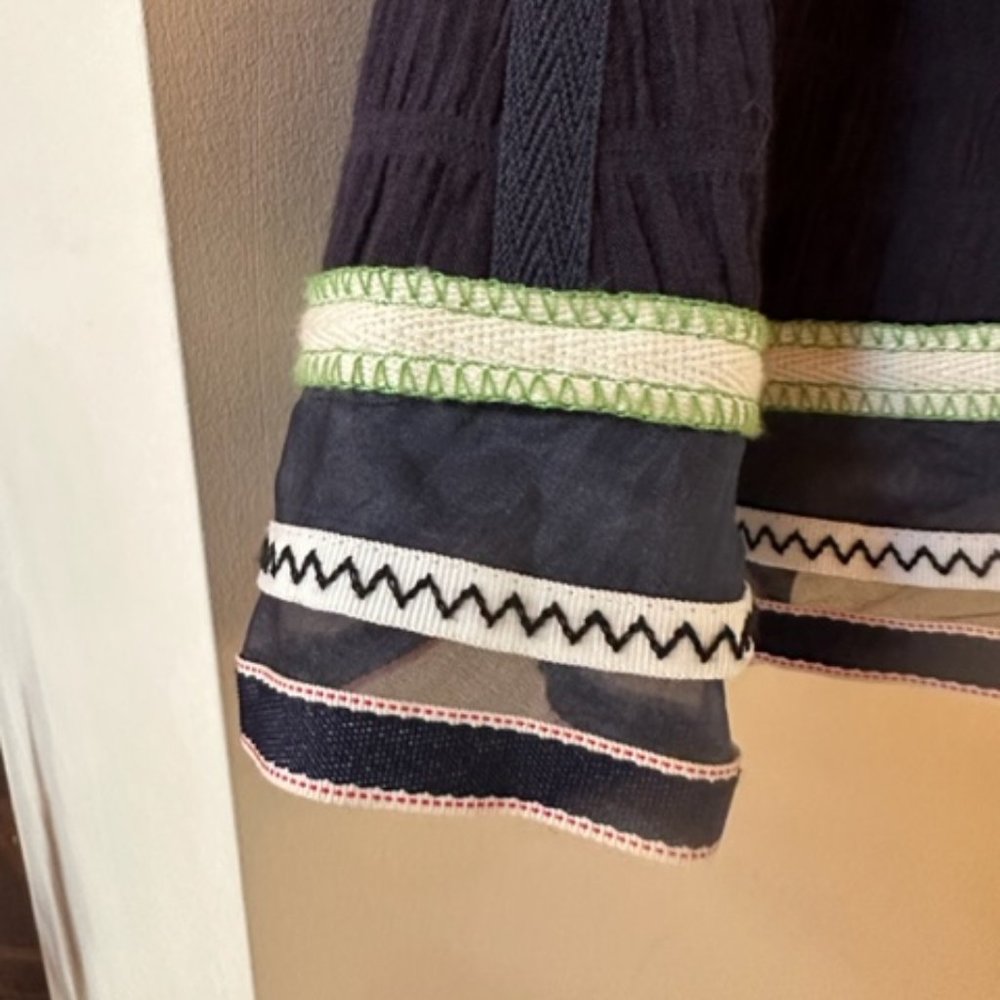 NANETTE LEPORE Navy, Cream, Green, Red and Blue Gros Grain Ribbon Skirt - 6 - Picture 6 of 9